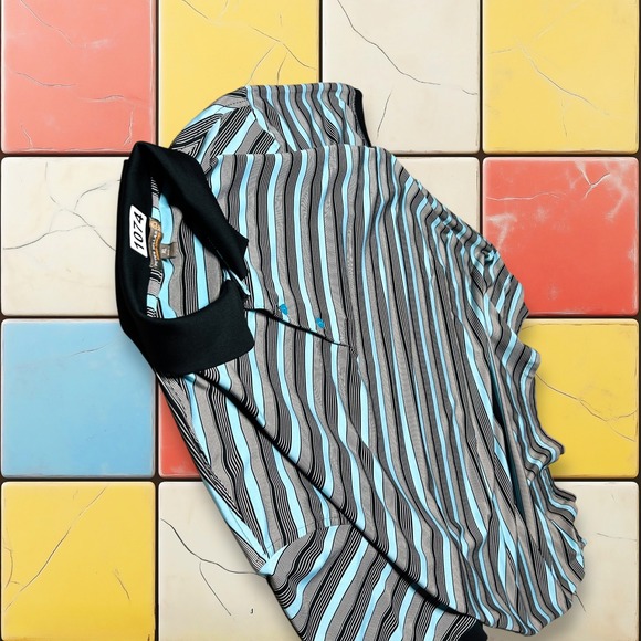 Peter‎ Millar Polo Shirt Mens XL Blue Black Striped Summer Comfort Golf Stretch - Picture 9 of 12